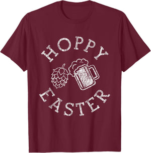 Hoppy Easter Funny Alcohol Drinking T-Shirt - T-Shirt | Maroon