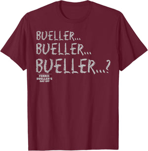 Ferris Bueller's Day Off Chalkboard Style Graphic Lines T-Shirt - T-Shirt | Maroon