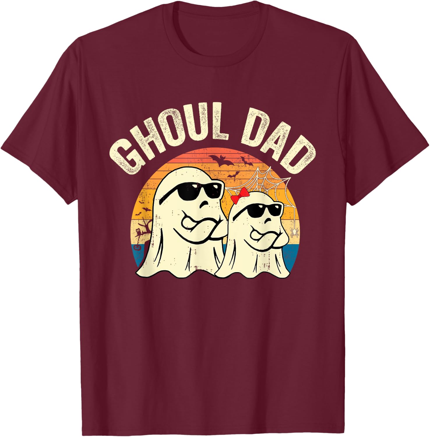 Ghoul Dad Funny Halloween Daddy Ghost Halloween Father T-Shirt - T-Shirt | Maroon