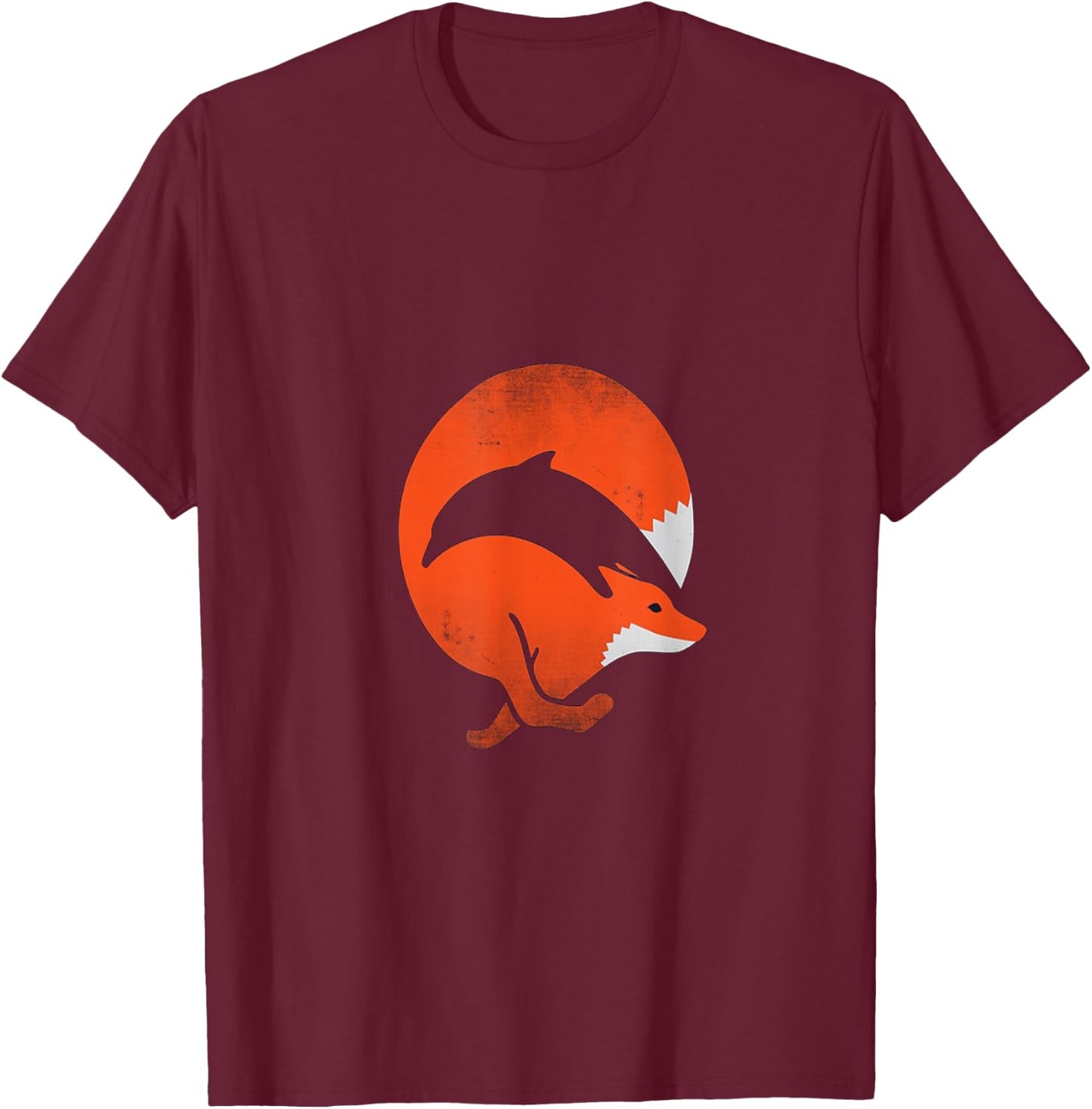 Red Fox & Dolphin T Shirt T-Shirt - T-Shirt | Maroon