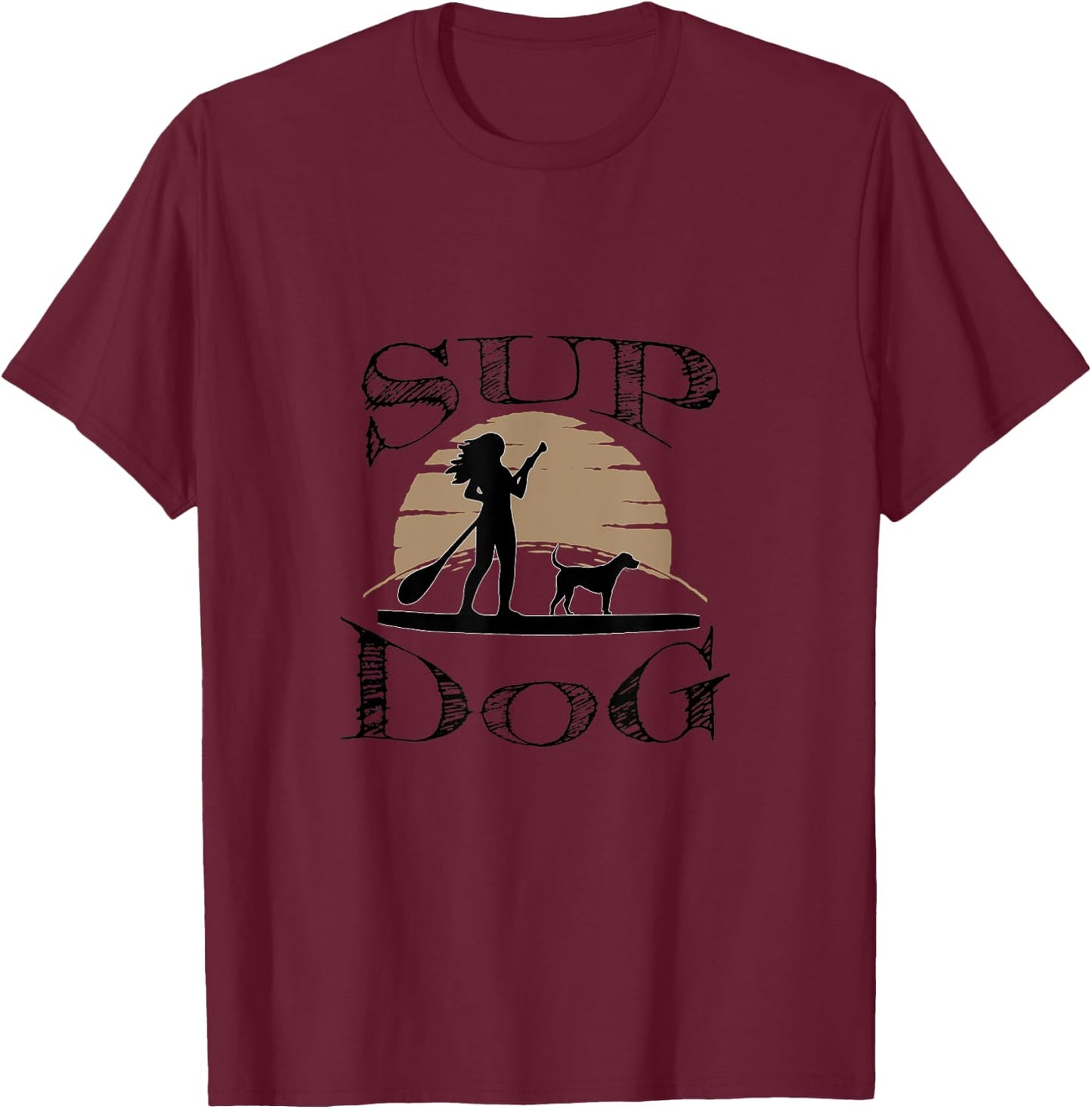 SUP Dog Standup Paddle Board T-Shirt - T-Shirt | Maroon
