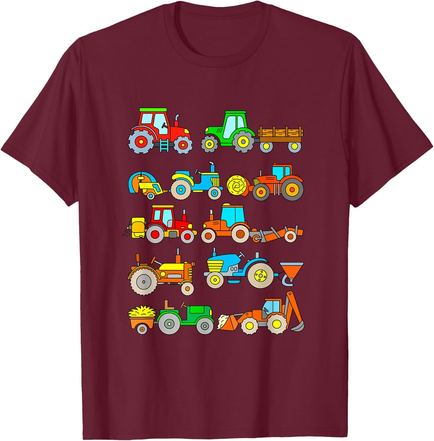 Tractor Toddler Boys Kids Farm T-Shirt - T-Shirt | Maroon