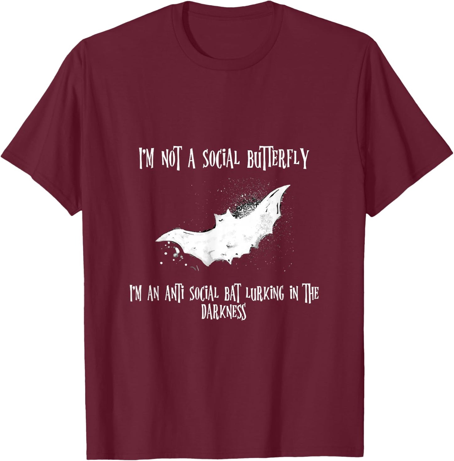Spooky Gothic with Vampire Bat for Anti Social Emo T-Shirt - T-Shirt | Maroon