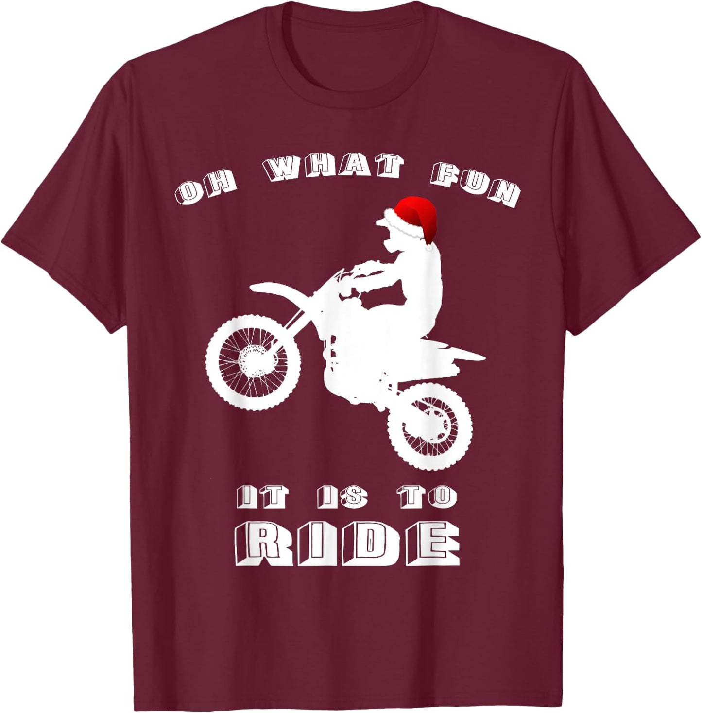 Dirt Bike Christmas Shirt - Xmas Dirtbike Motocross T-Shirt - T-Shirt | Maroon