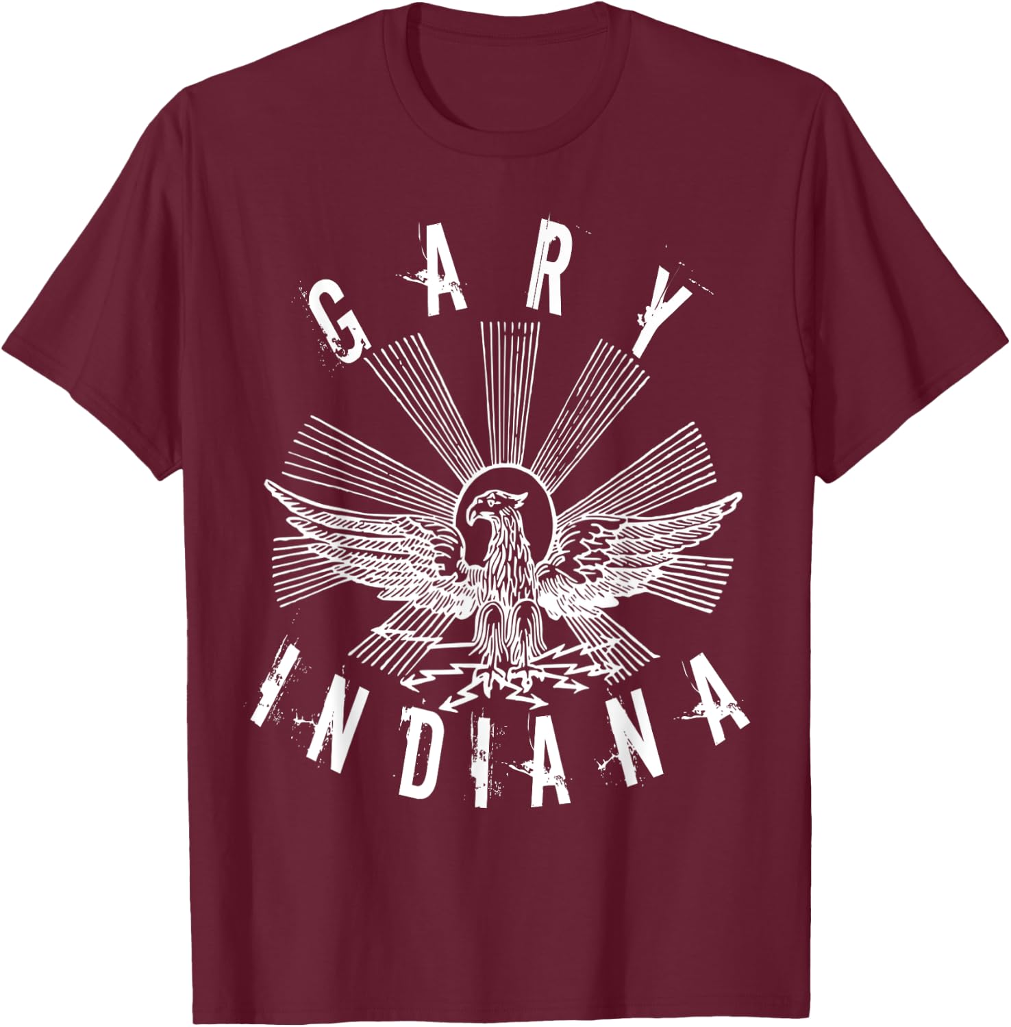 Gary Indiana T Shirt Vintage Eagle Retro IN T-Shirt - T-Shirt | Maroon
