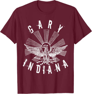 Gary Indiana T Shirt Vintage Eagle Retro IN T-Shirt - T-Shirt | Maroon