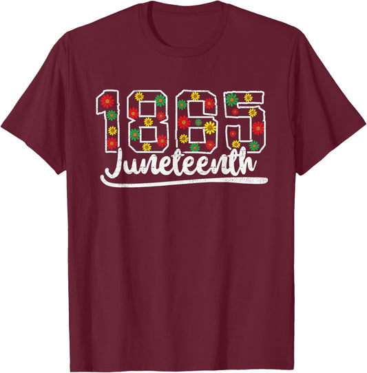 Juneteenth 1865 Floral Freedom African June 19th T-Shirt - T-Shirt | Maroon