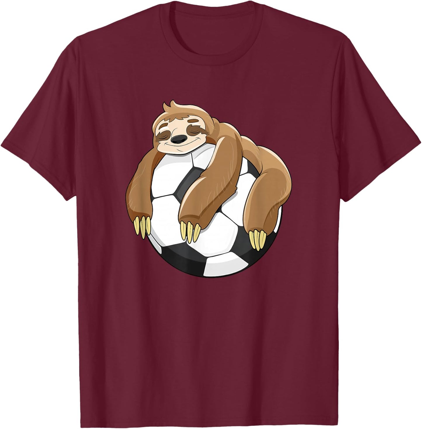 Lazy Sloth Soccer Shirt Soccer Lover Team Ball Kids Sport T-Shirt - T-Shirt | Maroon