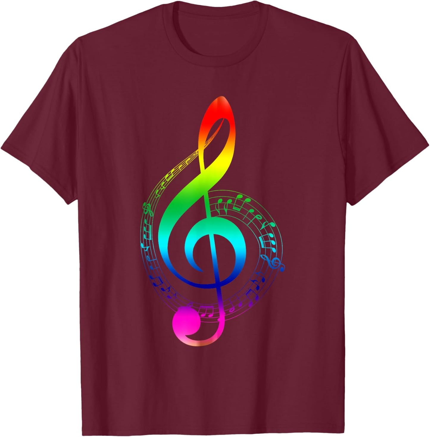 Music Note Rainbow Treble Clef Musical Symbol for Musicians T-Shirt - T-Shirt | Maroon