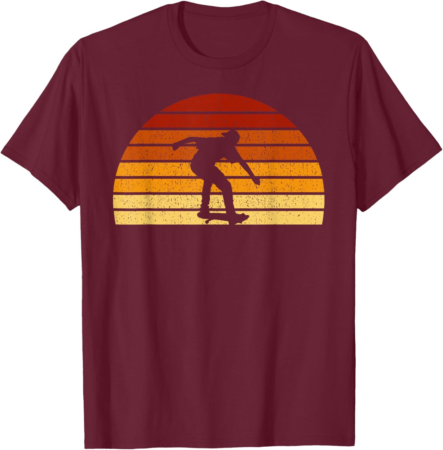 Vintage Sunset Skating Gift Skaters & Skateboarders T-Shirt - T-Shirt | Maroon