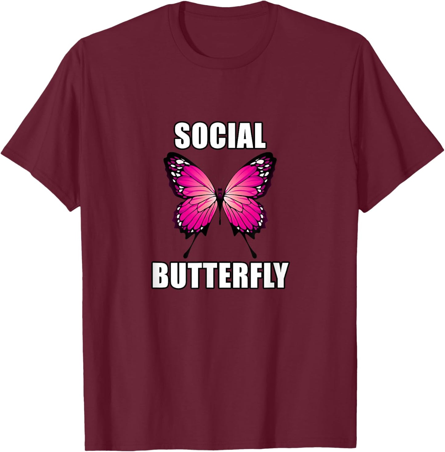 Social Butterfly - Meme T-Shirt - T-Shirt | Maroon