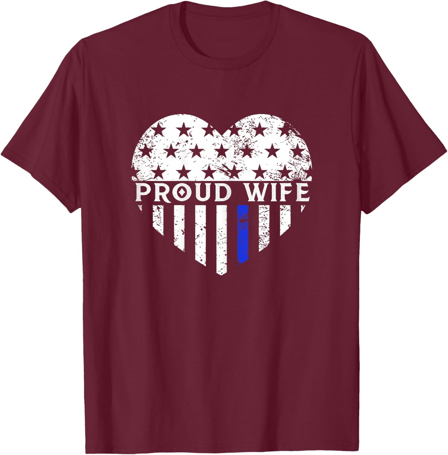 Police Wife Shirt Thin Blue Line Flag Law Enforcement T-Shirt - T-Shirt | Maroon