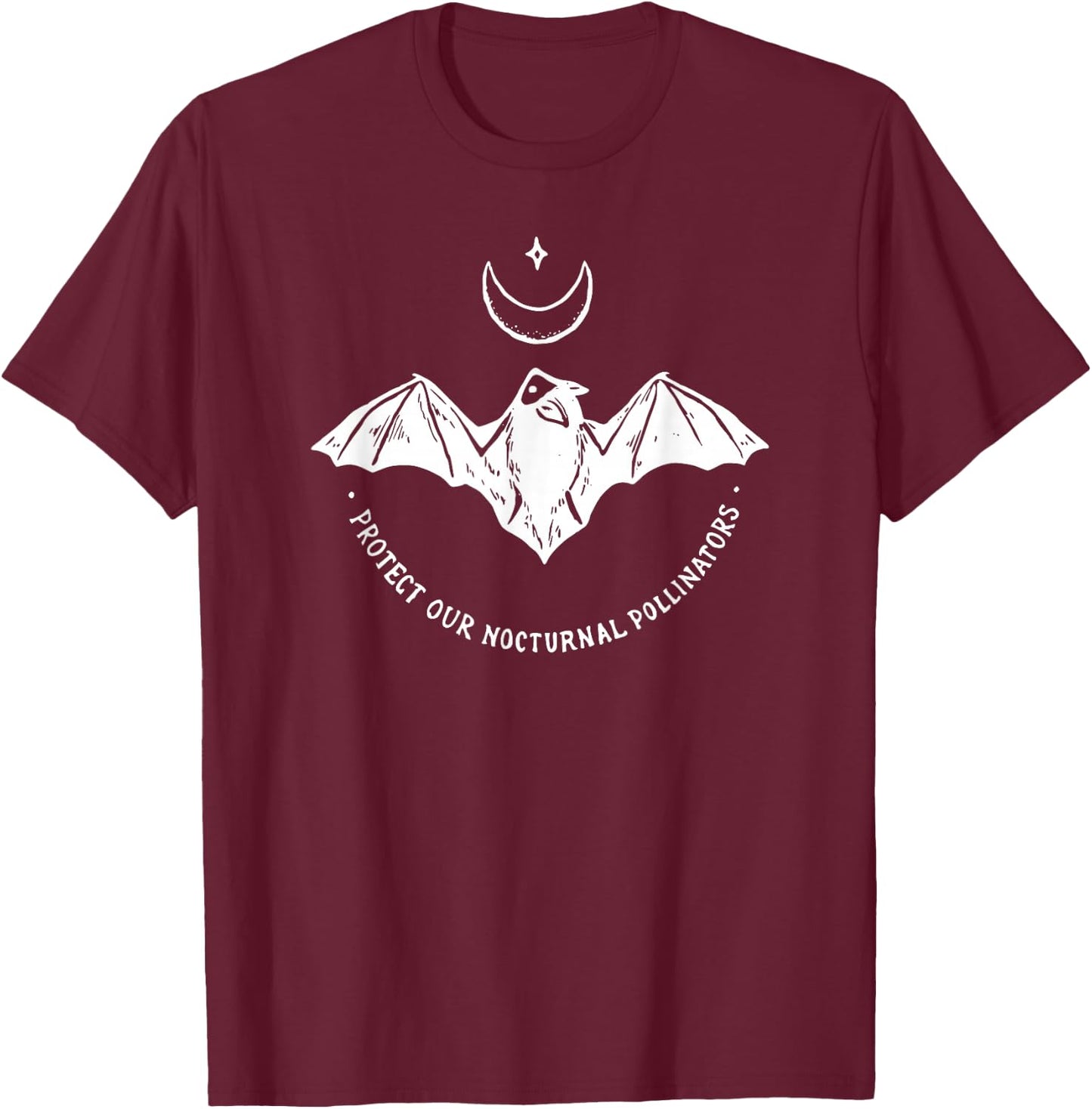 Protect Our Nocturnal Polalinators Bat with Moon Halloween T-Shirt - T-Shirt | Maroon
