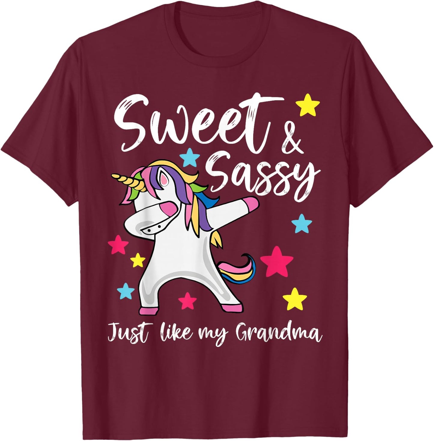 Sassy Like My Grandma Unicorn Matching Nana & Granddaughter T-Shirt - T-Shirt | Maroon