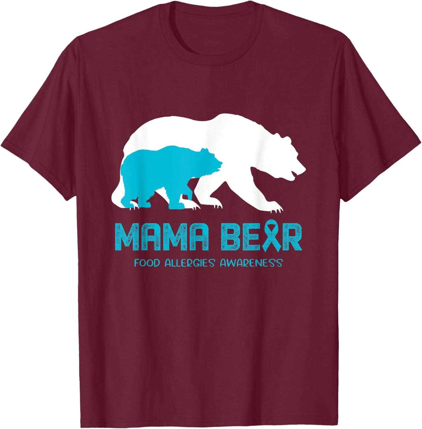 Mama Bear Food Allergies Awareness Shirt Men T-Shirt - T-Shirt | Maroon