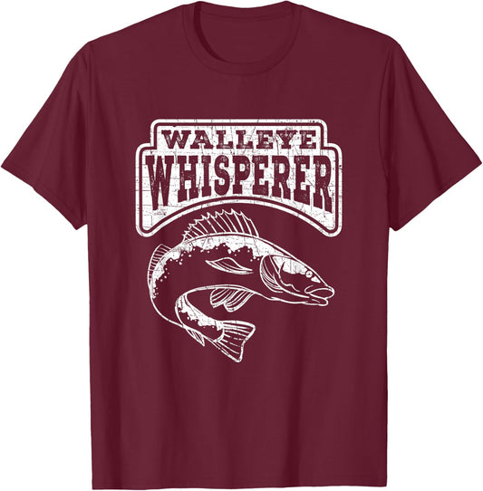 Walleye Whisperer Funny Fishing Quote Camping Fishing T-Shirt - T-Shirt | Maroon