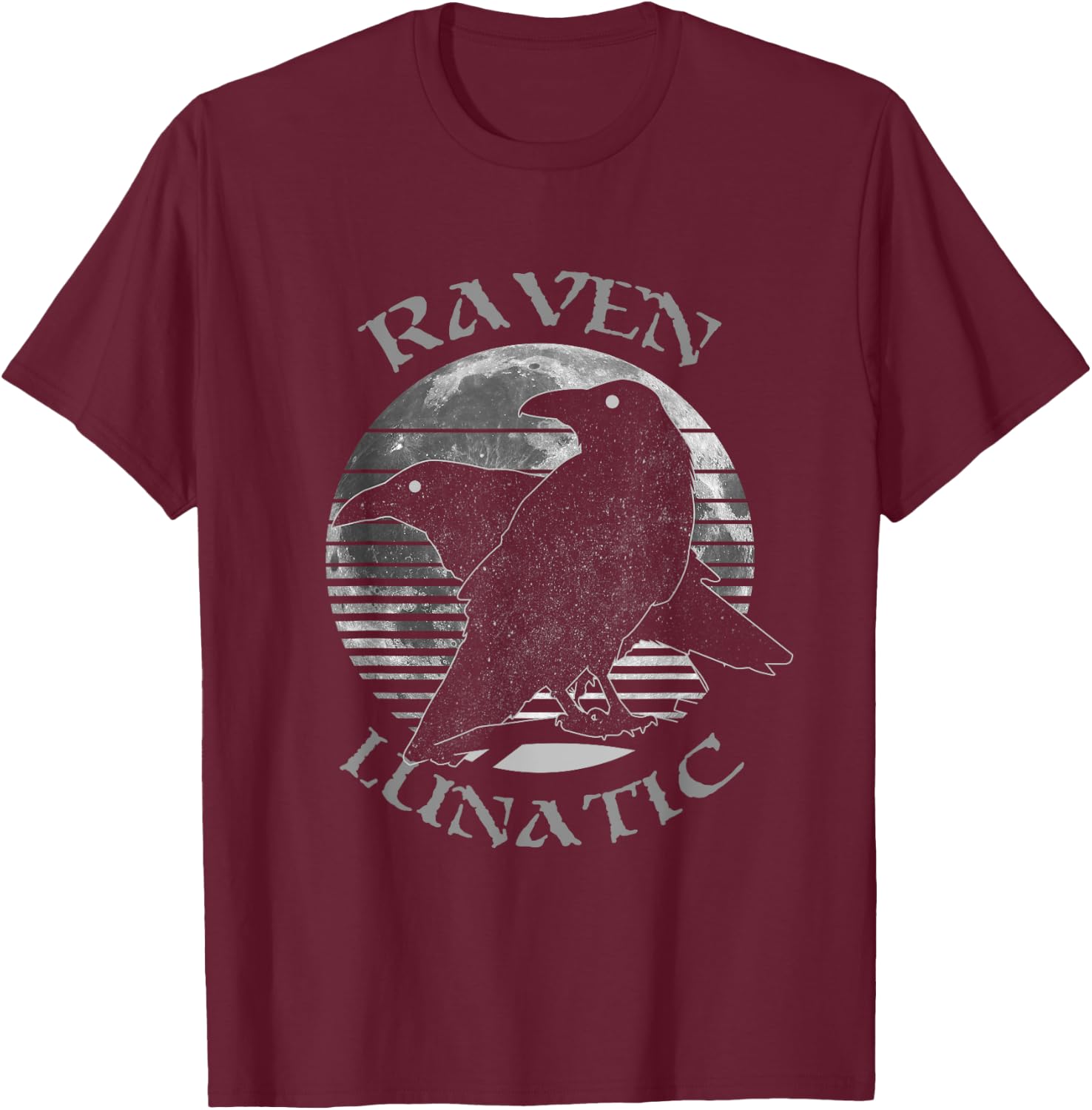 Wiccan Witch Pagan Occult Raven Lunatic Retro Moon T-Shirt - T-Shirt | Maroon