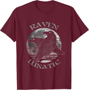 Wiccan Witch Pagan Occult Raven Lunatic Retro Moon T-Shirt - T-Shirt | Maroon