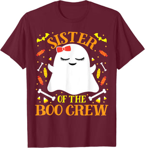 Sister Boo Crew Ghost Matching Family Cute Girls Halloween T-Shirt - T-Shirt | Maroon