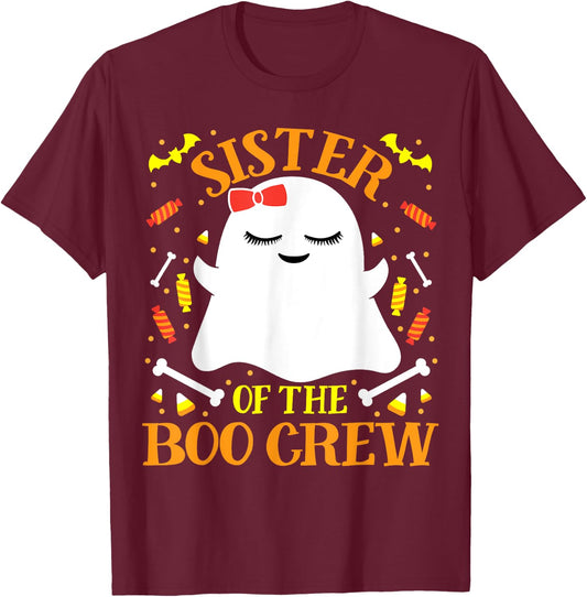 Sister Boo Crew Ghost Matching Family Cute Girls Halloween T-Shirt - T-Shirt | Maroon