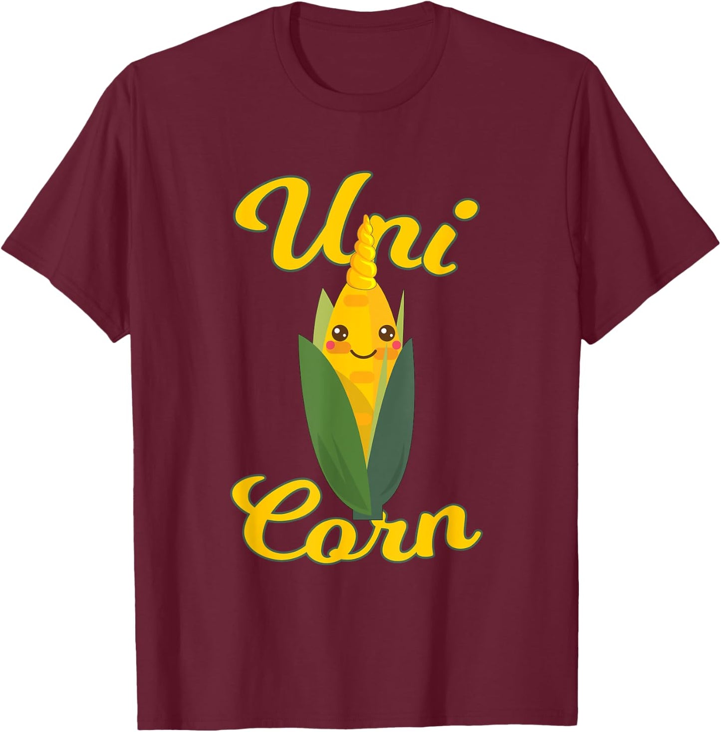Uni Corn Cob With Horn Veggie Lover Funny Corn Gift T-Shirt - T-Shirt | Maroon