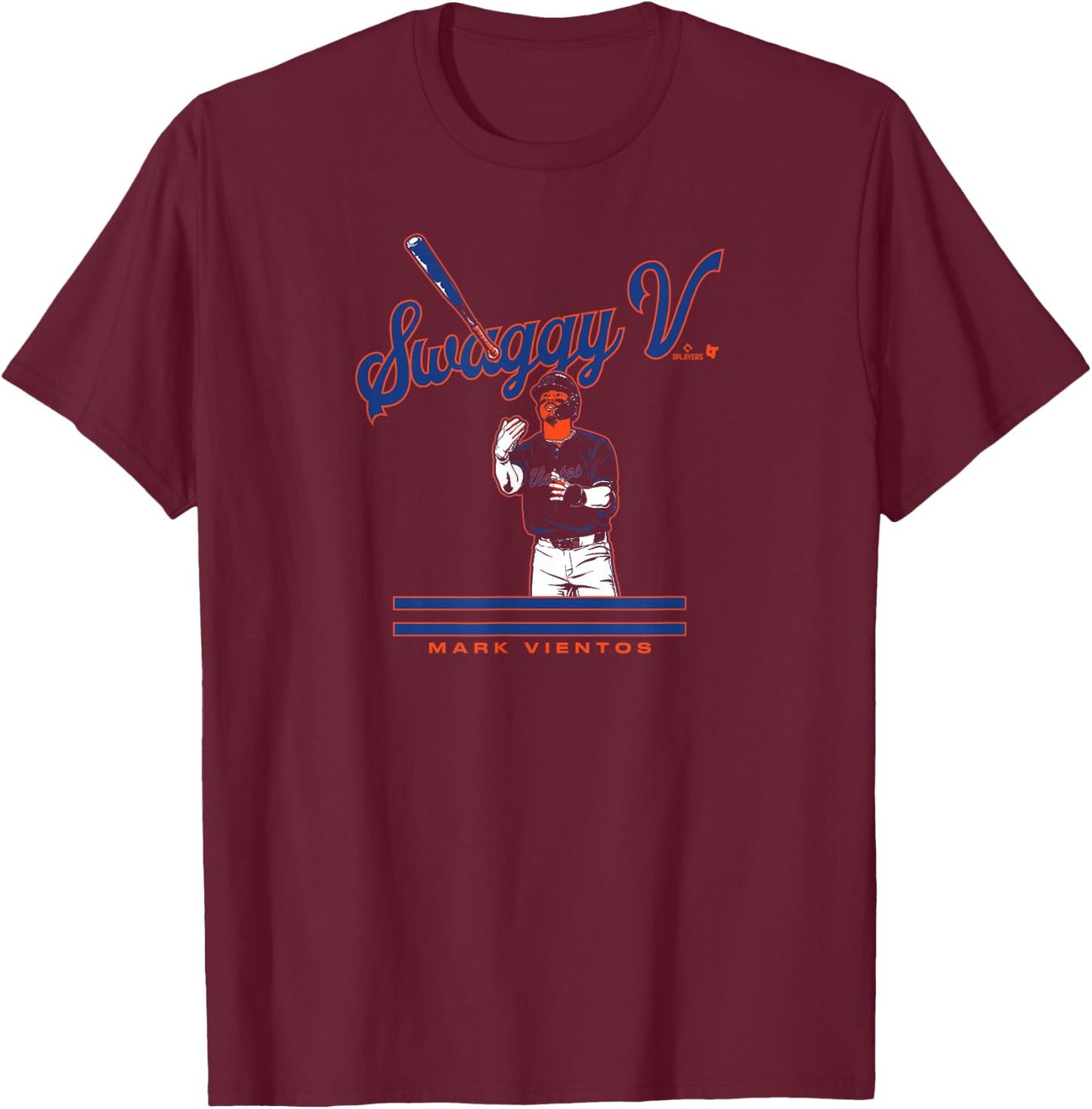 Mark Vientos - Swaggy V - New York Baseball T-Shirt - T-Shirt | Maroon