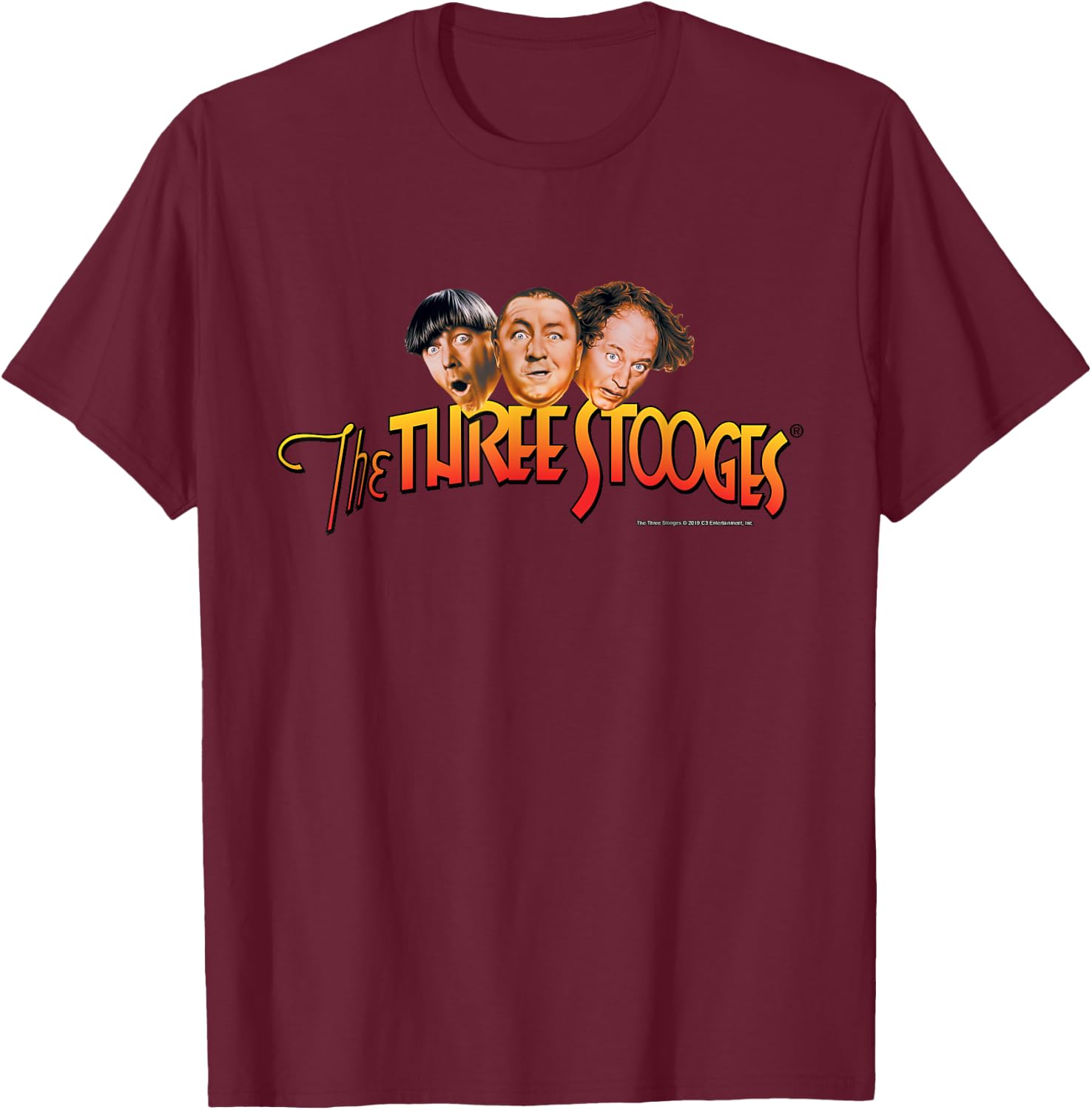 TTS- The Three Stooges: Head Logo T-Shirt - T-Shirt | Maroon