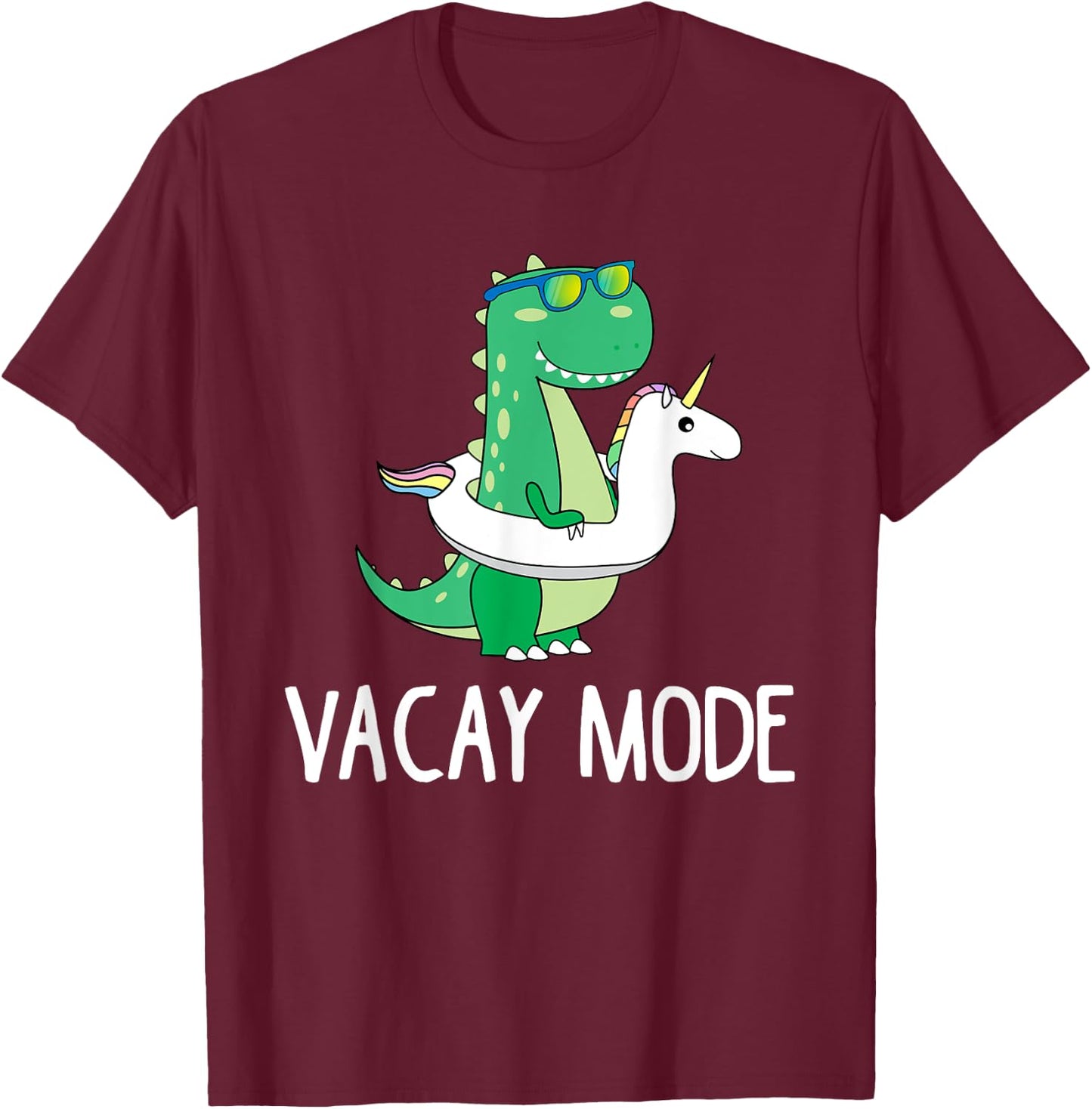 Vacay Mode Cute Dinosaur T Shirt Funny Family Vacation Gift T-Shirt - T-Shirt | Maroon