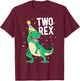 Two Rex 2nd Birthday Boy T-Rex Dinosaur Party Happy Second T-Shirt - T-Shirt | Maroon
