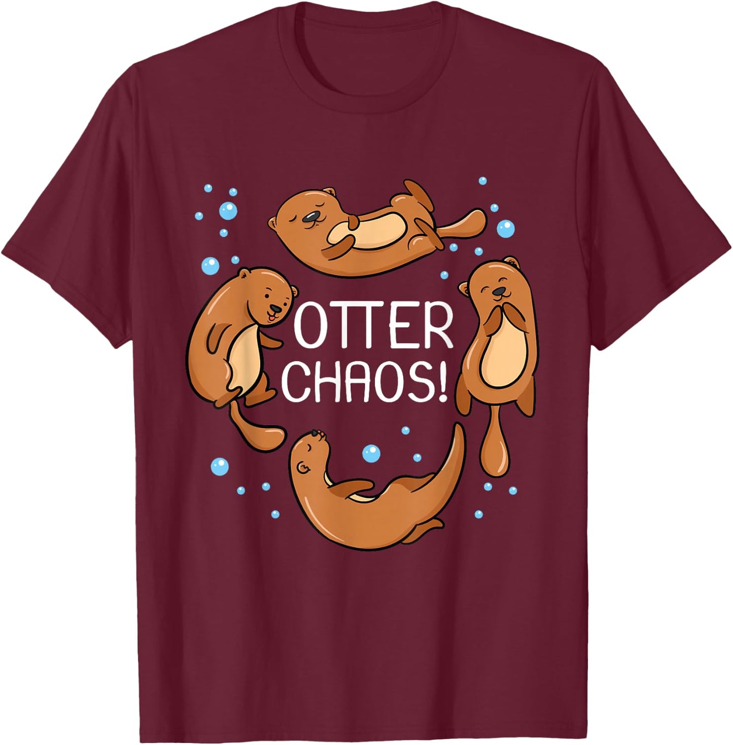 Otter Chaos For Kids Cute Sleeping Pajama T-Shirt - T-Shirt | Maroon