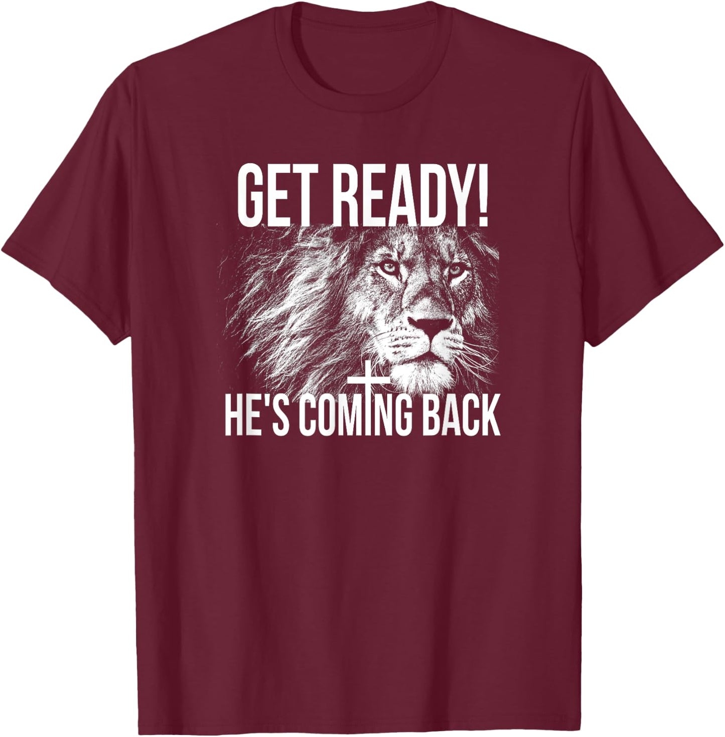 Christian Shirts , He's Coming Back T Shirts T-Shirt - T-Shirt | Maroon