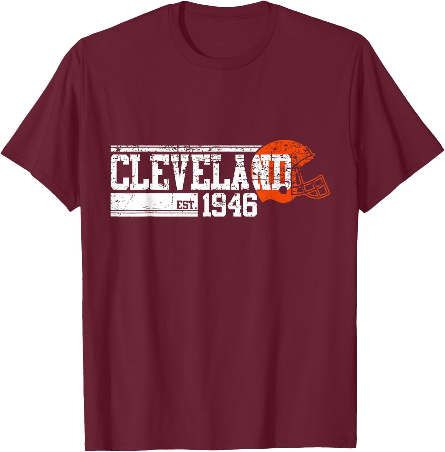 Vintage Cleveland Football Gift T-Shirt - T-Shirt | Maroon