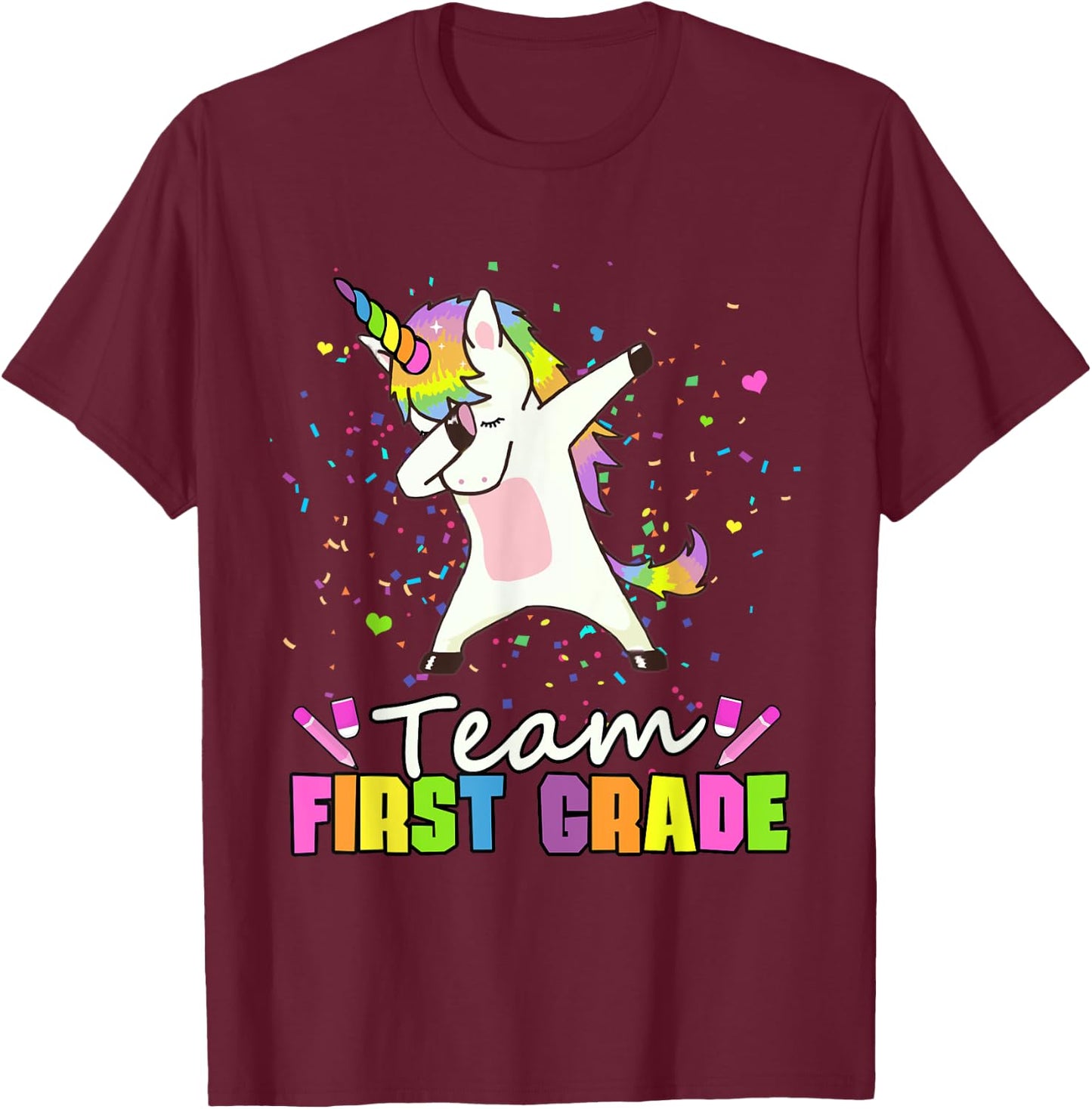 Team First Grade Unicorn 1st Grade Squad T-Shirt - T-Shirt | Maroon