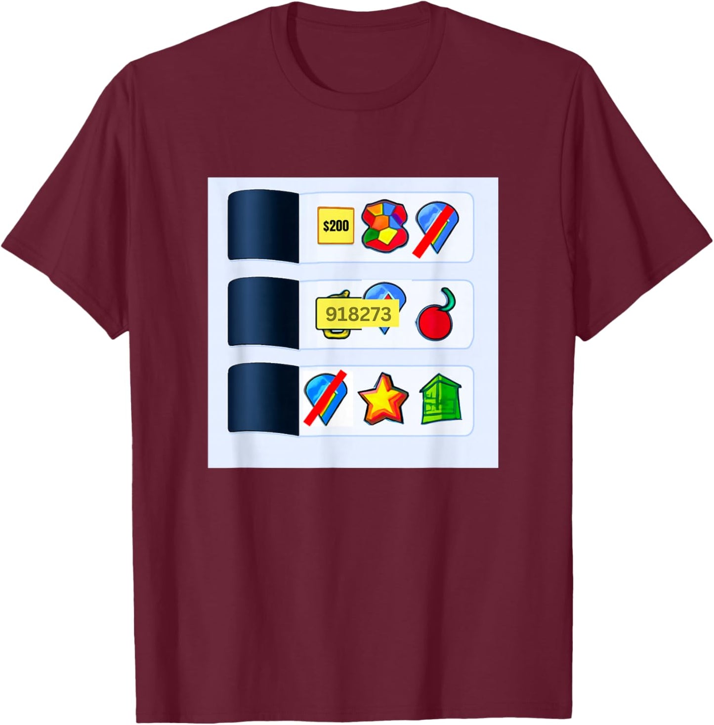 Pull Tab Gambling Break Open Tickets Easy Gambler Costume T-Shirt - T-Shirt | Maroon