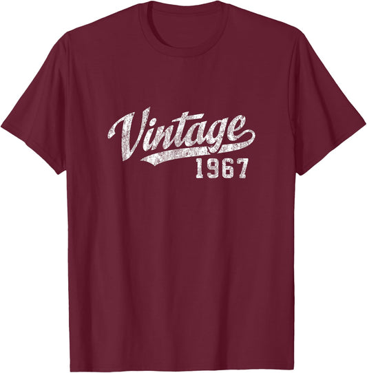 Vintage 50th Birthday Gift Born in 1967 T-Shirt - T-Shirt | Maroon