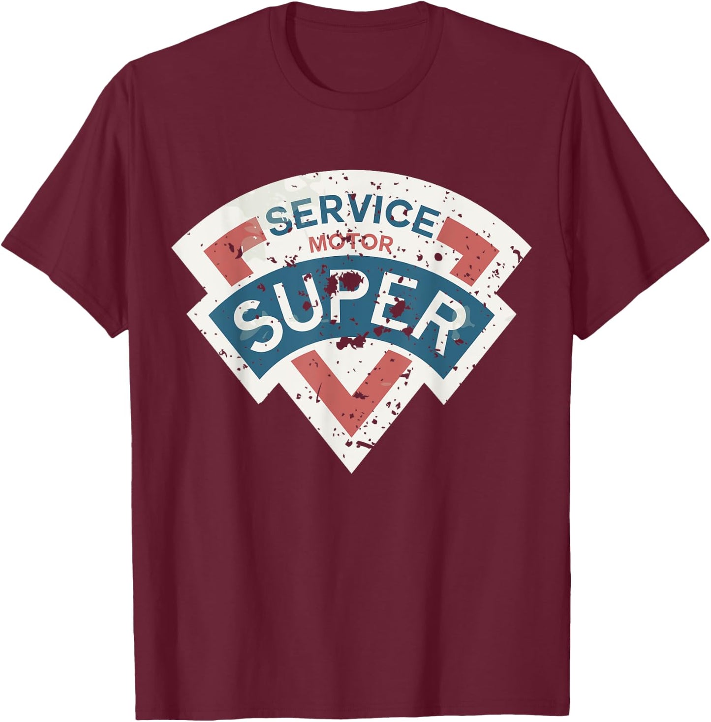 Vintage Super Service (distressed shirts women & men) T-Shirt - T-Shirt | Maroon