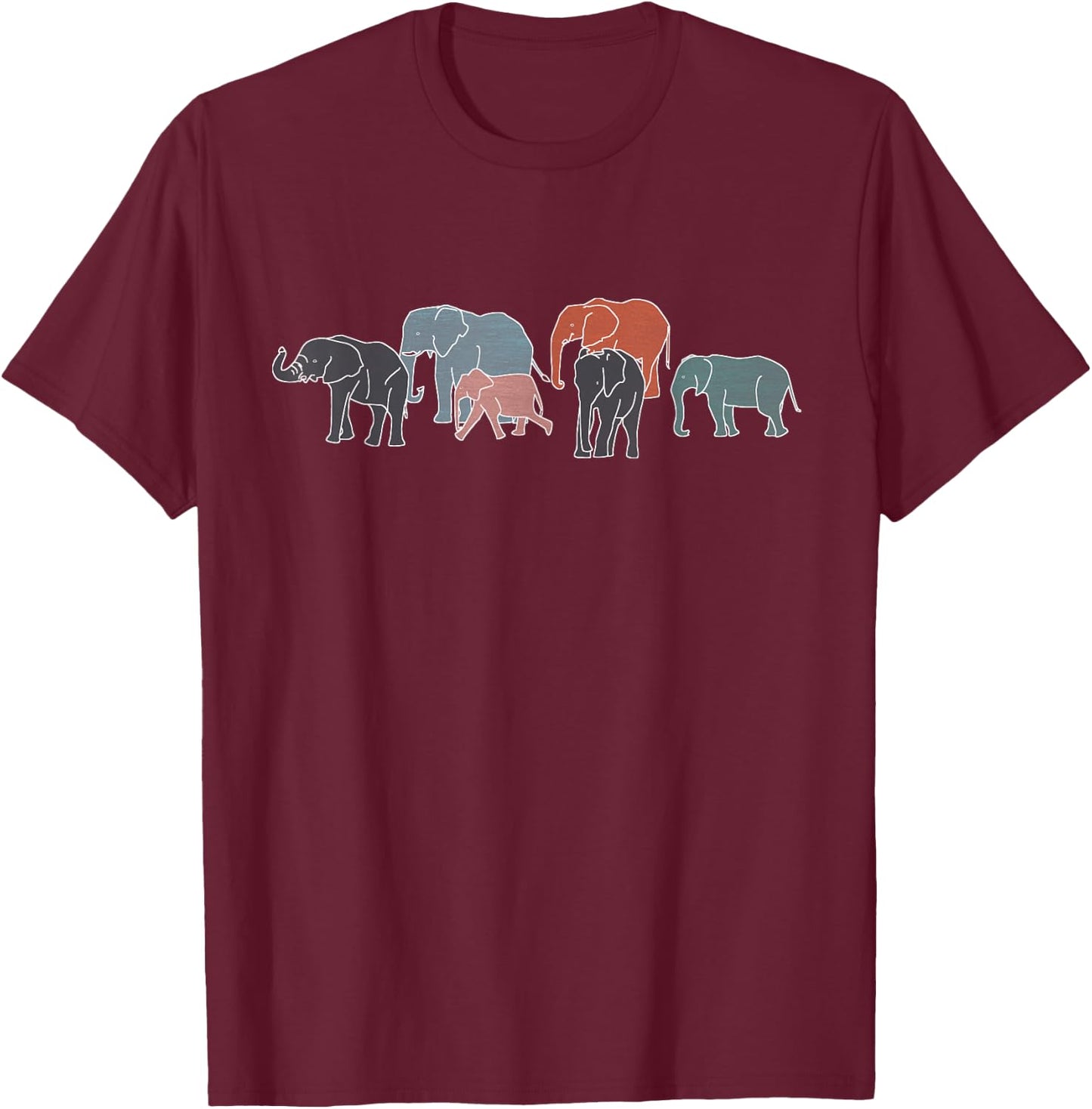 Thimbleberry African Shirts Herd of Elephants for Africa and Elephant Lovers T-Shirt - T-Shirt | Maroon