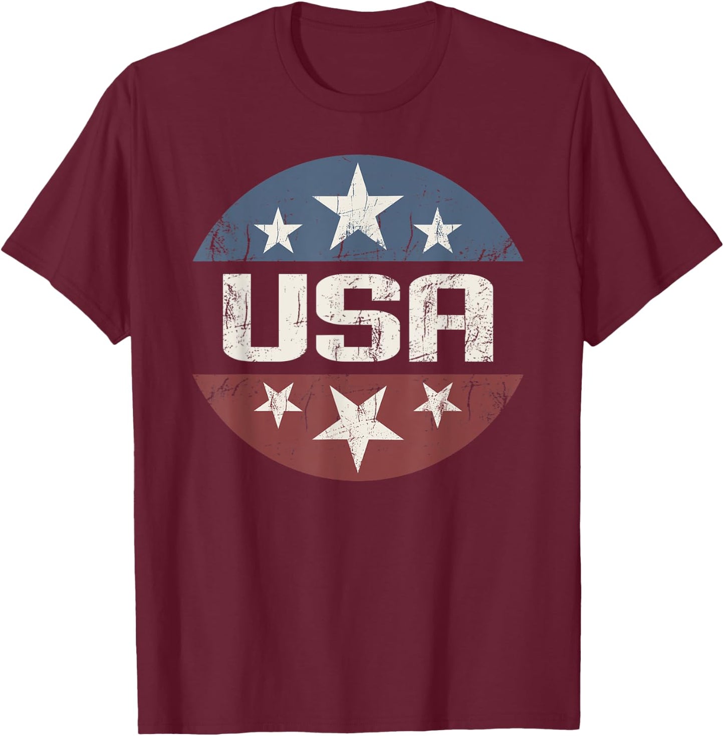 America Patriotic 4th of July Vintage Stars Logo USA T-Shirt - T-Shirt | Maroon