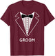 Groom Wedding Tux Bachelor Ceremony Best Man T-Shirt - T-Shirt | Maroon