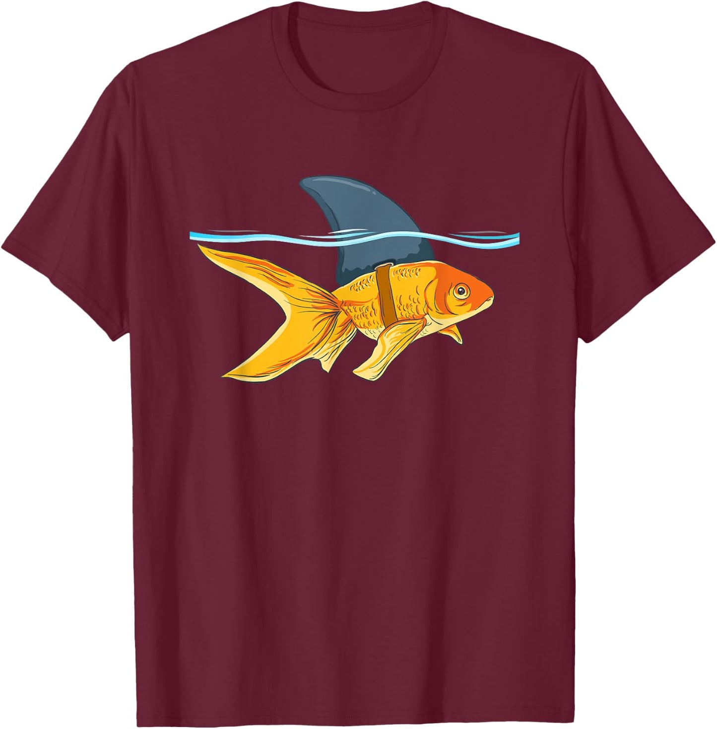 Goldfish with Fin Shark Funny Fish T-Shirt - T-Shirt | Maroon
