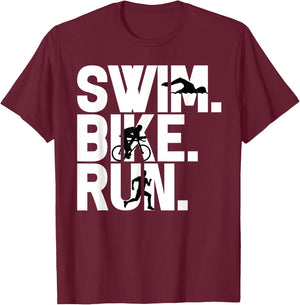 Swim Bike Run Triathlon Triathlete Athletics Gift T-Shirt - T-Shirt | Maroon