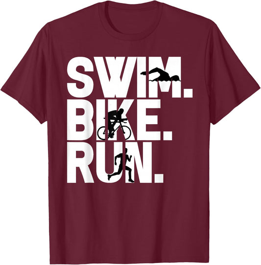 Swim Bike Run Triathlon Triathlete Athletics Gift T-Shirt - T-Shirt | Maroon