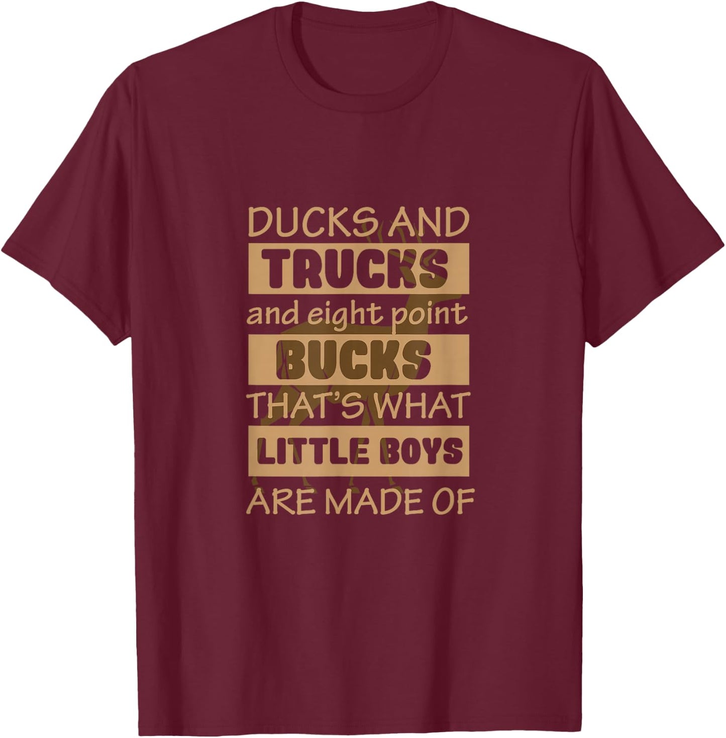 Cute Hunting - Ducks Trucks Bucks - Little Boys T-Shirt - T-Shirt | Maroon