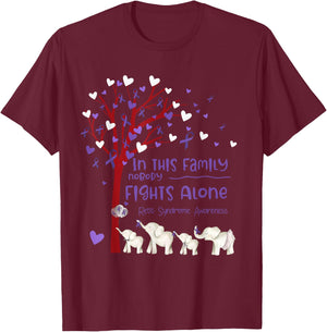 In This family Nobody Fights Alone Rett Syndrome Awareness T-Shirt - T-Shirt | Maroon