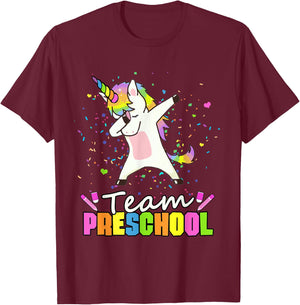Team Preschool Unicorn Team Pre-K Preschool Crew T-Shirt - T-Shirt | Maroon