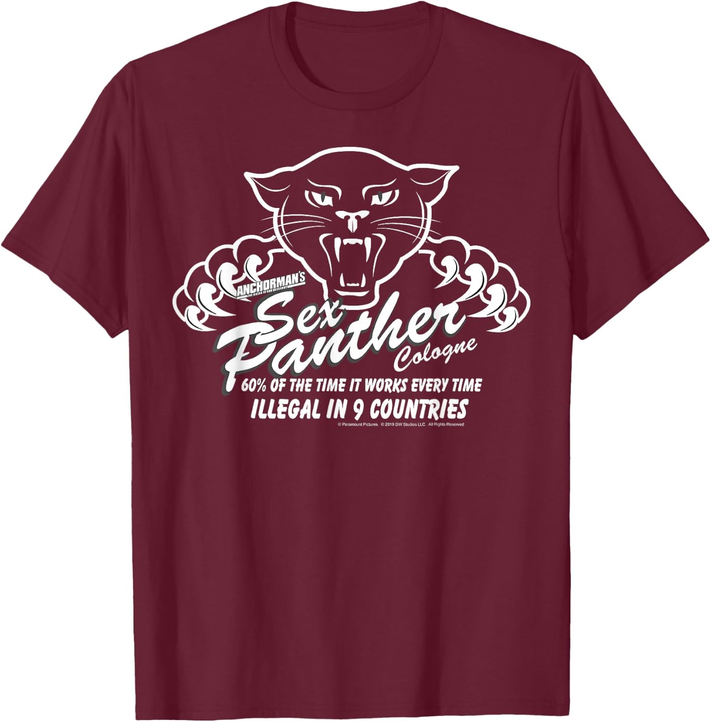 Anchorman Sex Panther Cologne Illegal in 9 Countries T-Shirt - T-Shirt | Maroon