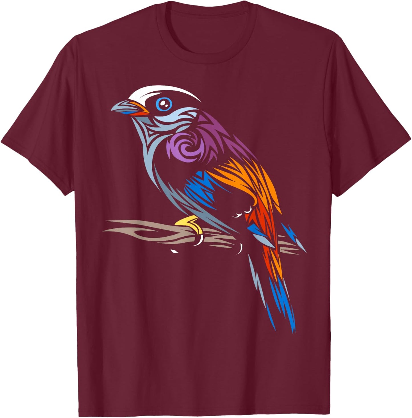 Tribal Sparrow tropical bird T-Shirt - T-Shirt | Maroon