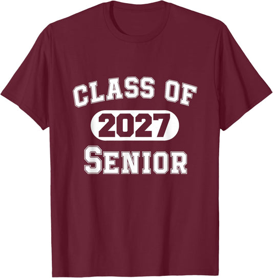Senior 2027 Class of 2027 Seniors Graduation 2027 Senior 27 T-Shirt - T-Shirt | Maroon