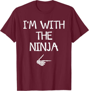 I'm With The Ninja Easy Halloween Costume Couples Matching T-Shirt - T-Shirt | Maroon
