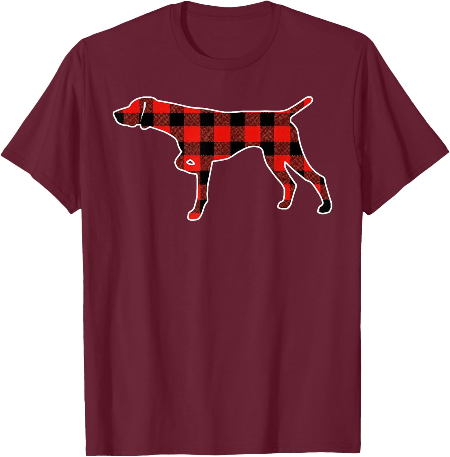 Red Buffalo Plaid Pajama GSP Christmas Dog Lover Men Women Kids T-Shirt - T-Shirt | Maroon